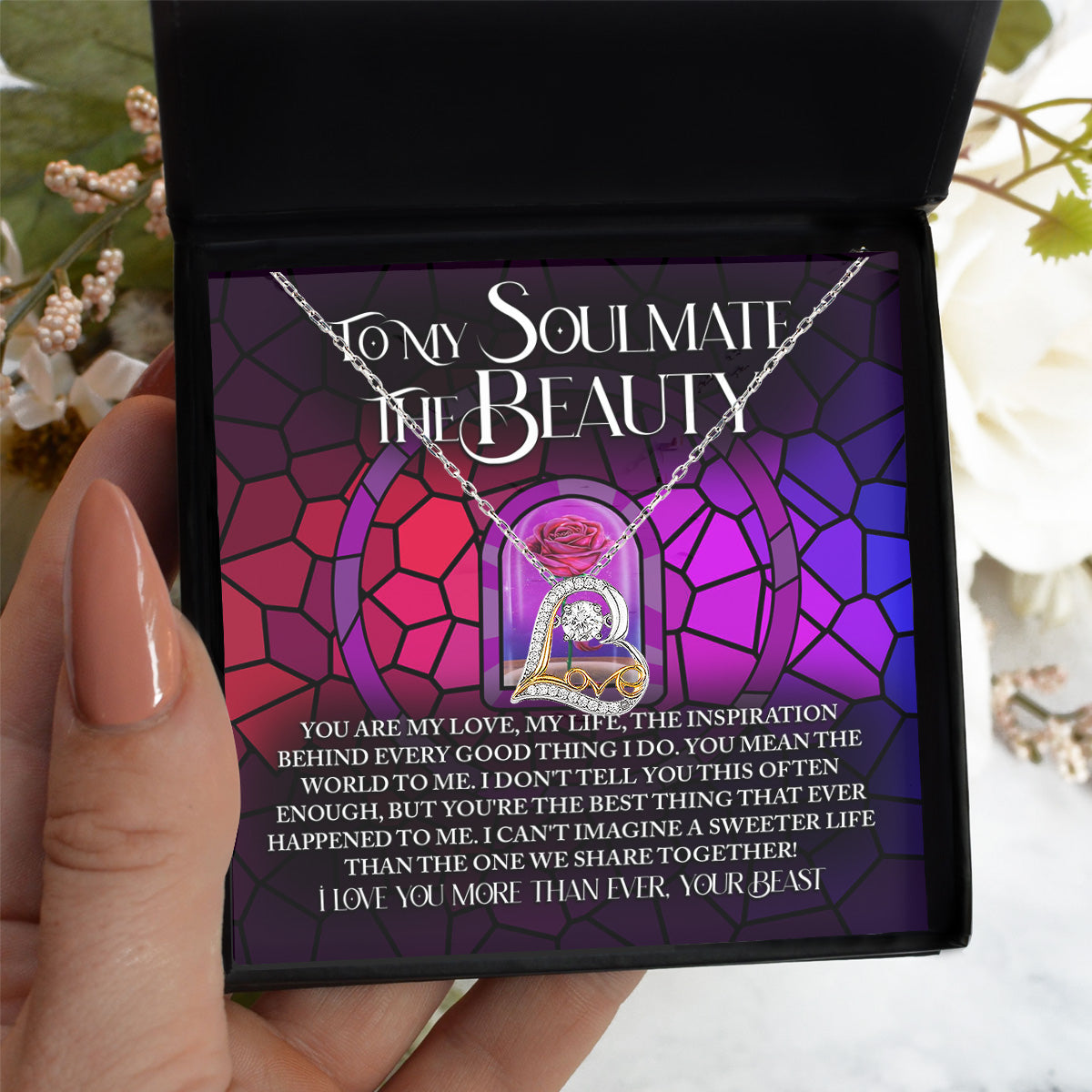To My Soulmate: The Beauty - Love Dancing Heart Necklace – A Romantic Gift Inspired by Timeless Love and Devotion - Mallard Moon Gift Shop