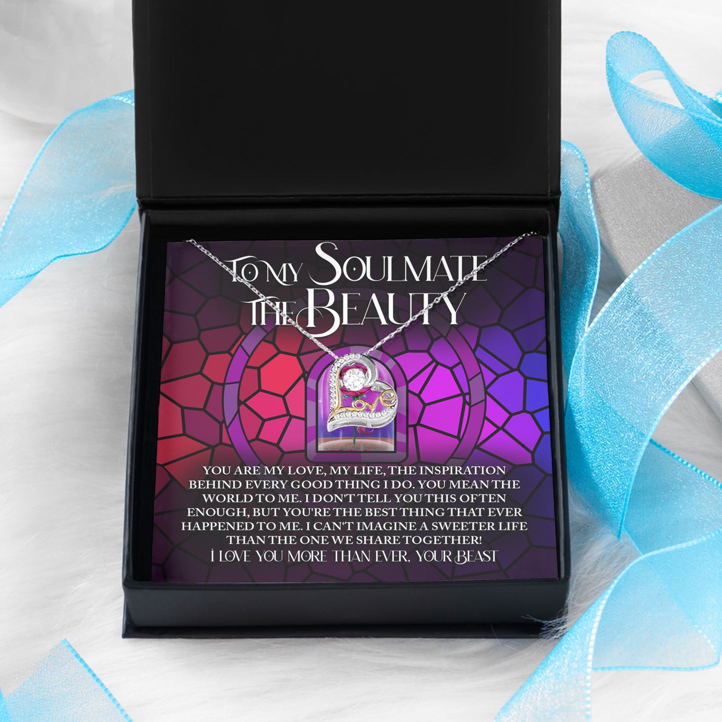 To My Soulmate: The Beauty - Love Dancing Heart Necklace – A Romantic Gift Inspired by Timeless Love and Devotion - Mallard Moon Gift Shop