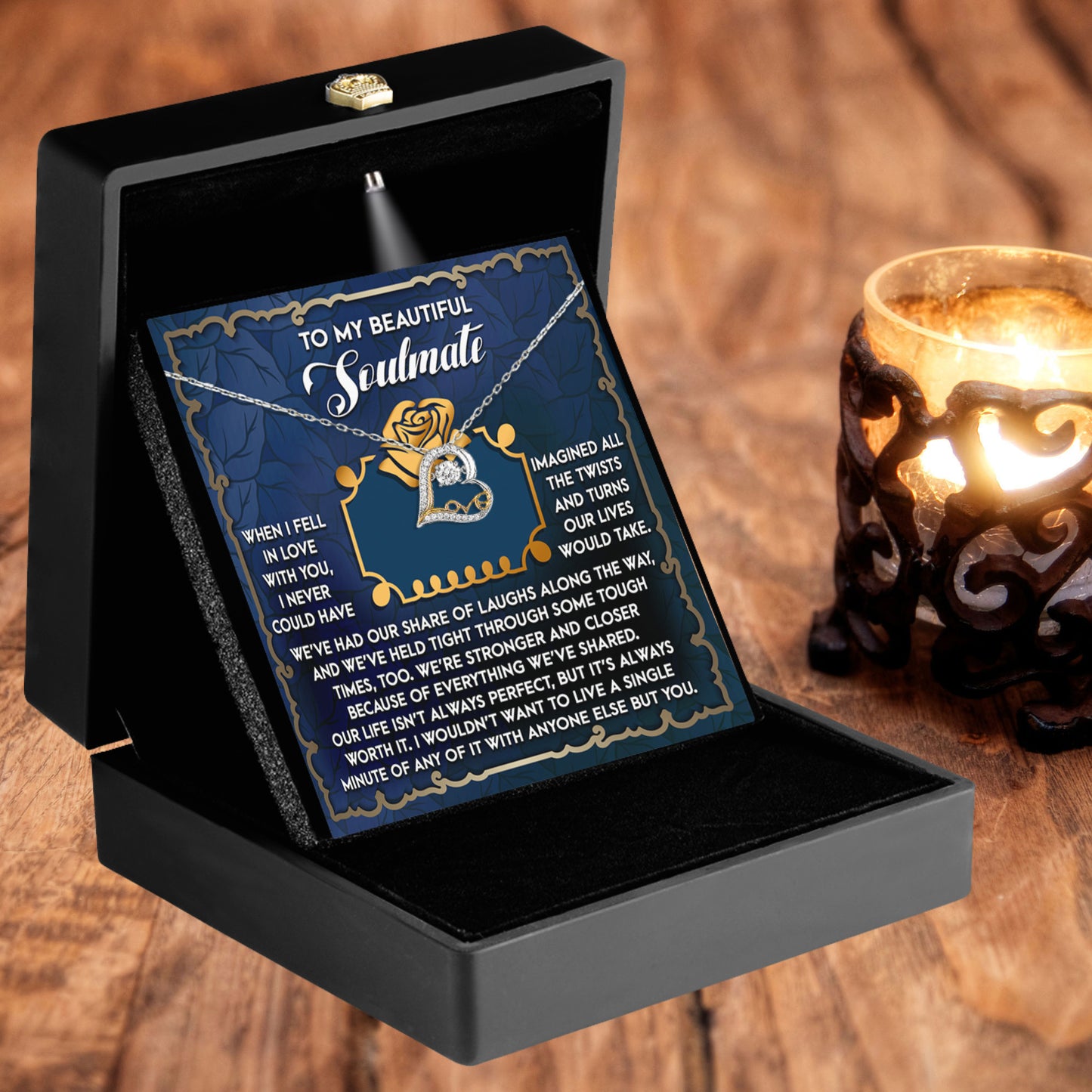 To My Beautiful Soulmate - Love Dancing Heart Necklace – A Heartfelt Gift Celebrating Life’s Journey Together - Mallard Moon Gift Shop