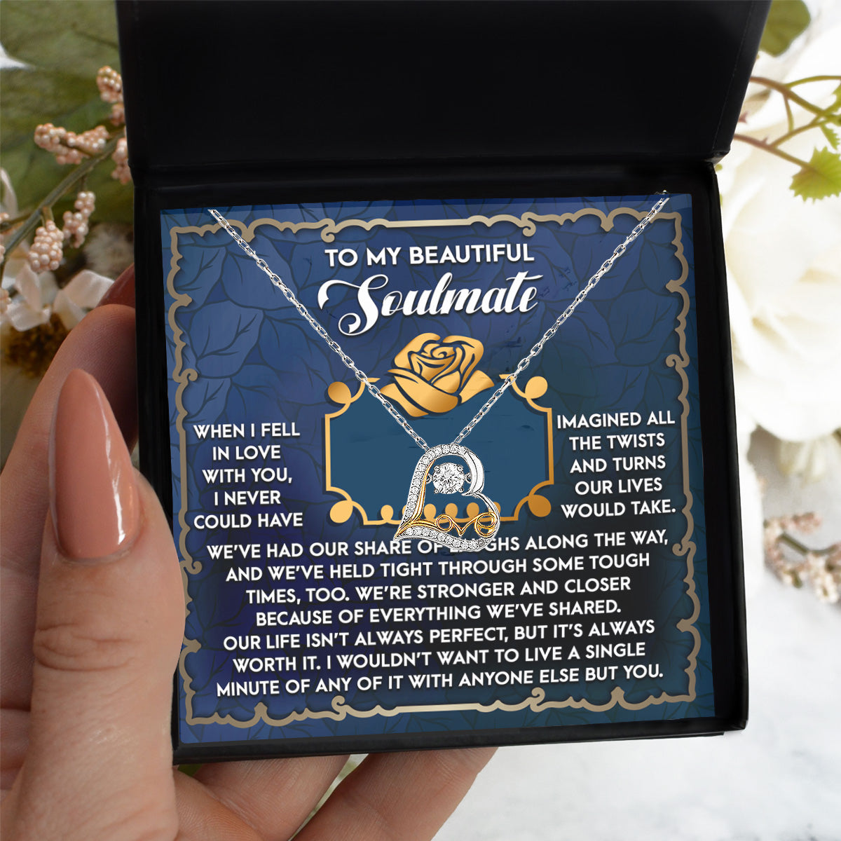 To My Beautiful Soulmate - Love Dancing Heart Necklace – A Heartfelt Gift Celebrating Life’s Journey Together - Mallard Moon Gift Shop