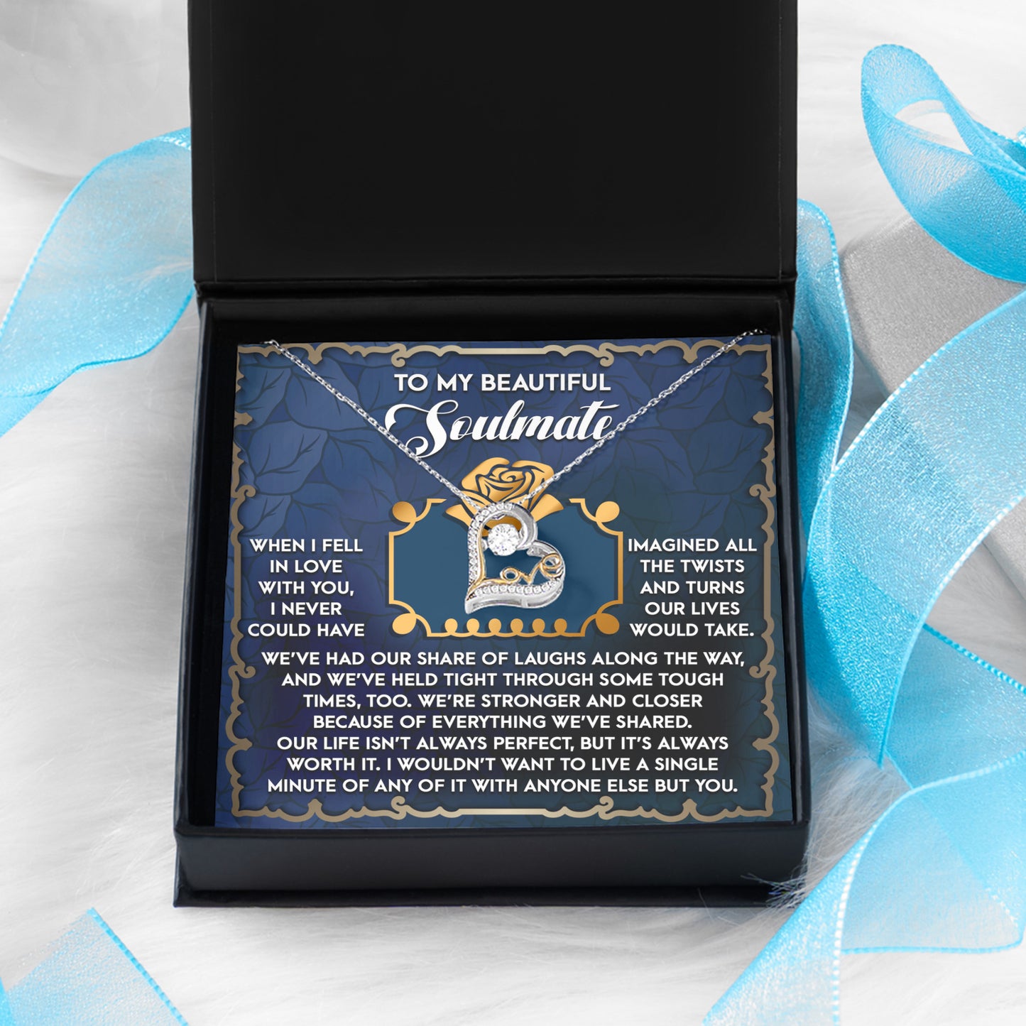 To My Beautiful Soulmate - Love Dancing Heart Necklace – A Heartfelt Gift Celebrating Life’s Journey Together - Mallard Moon Gift Shop