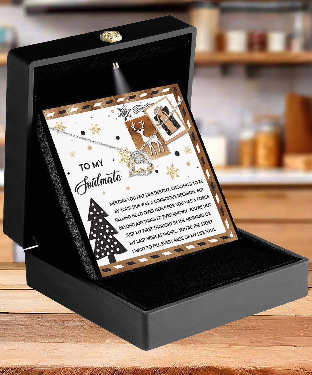 To My Soulmate Felt Like Destiny Christmas Anniversary Heart Pendant Necklace for Wife Girlfriend Jewelry - Mallard Moon Gift Shop