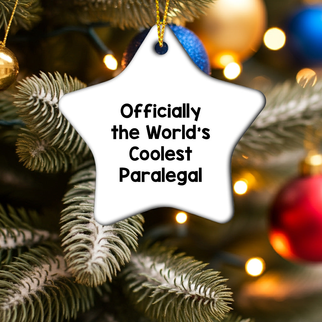 Funny Paralegal Christmas Star Ornament Gifts from Men to Paralegal, World's Coolest Paralegal, Star Ornament for Paralegal