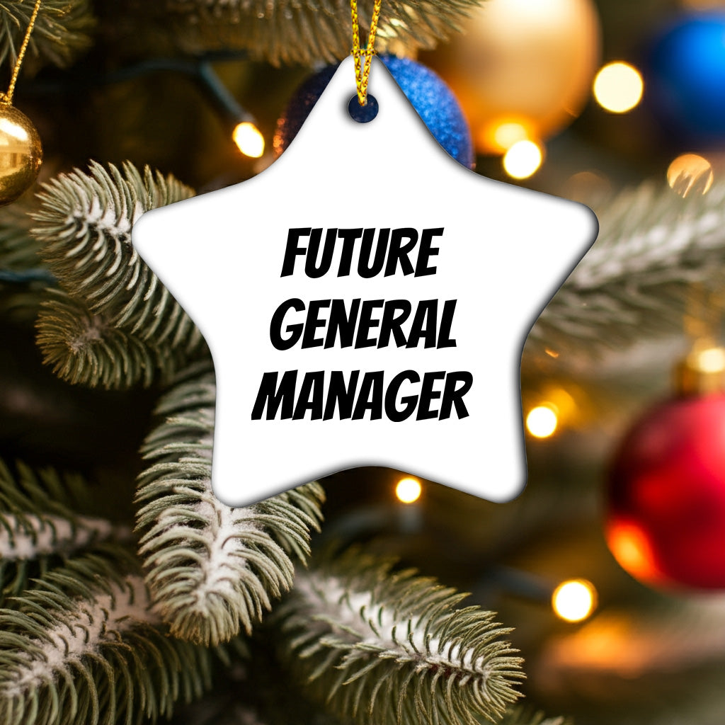 Funny General Manager Star Christmas Tree Ornament "Future General Manager" - Mallard Moon