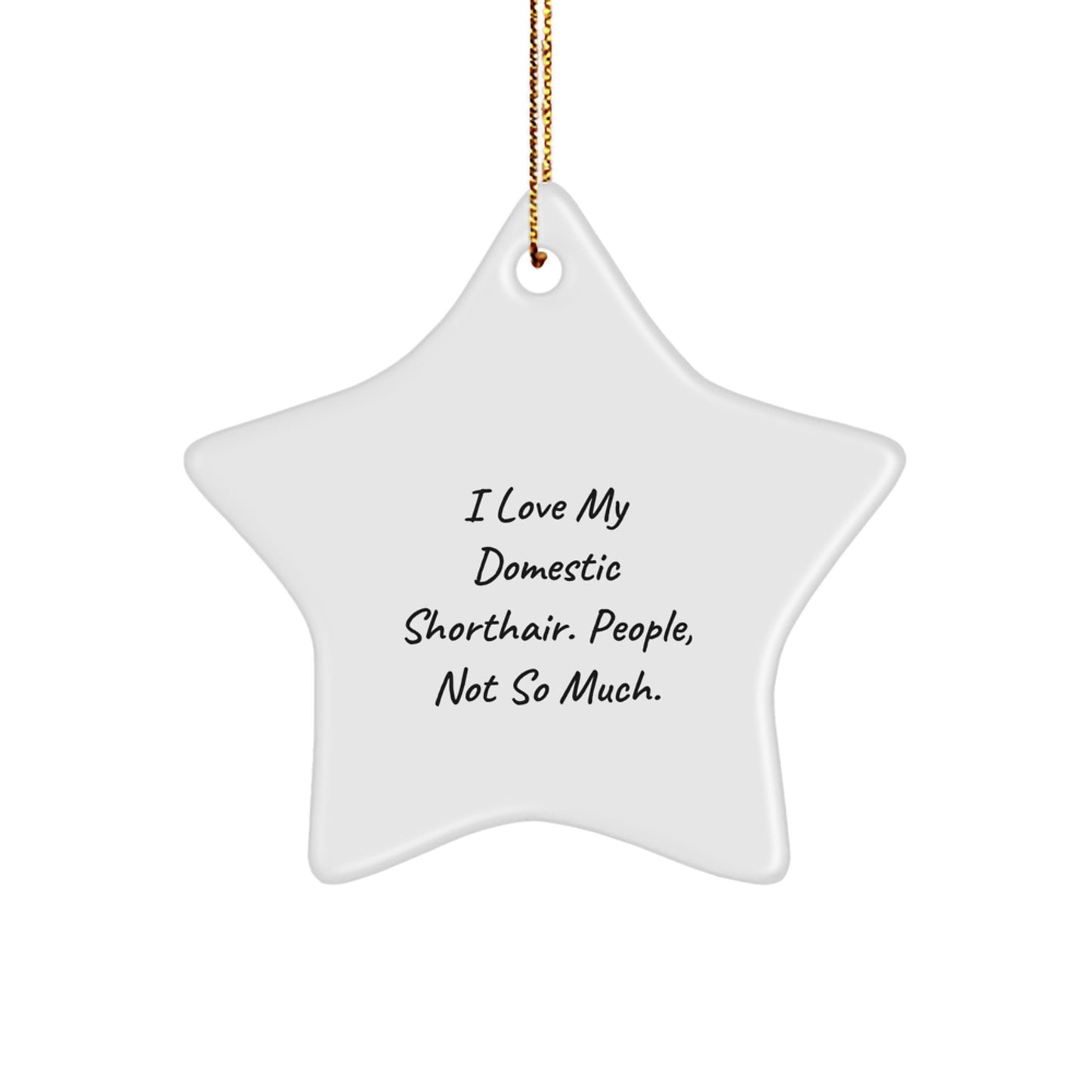 Funny Domestic Shorthair Cat Gifts, Star Ornament for Christmas, Gifts from Friends to Family, I Love My Domestic Shorthair, People Not So Much Funny Cat Lover Ornament