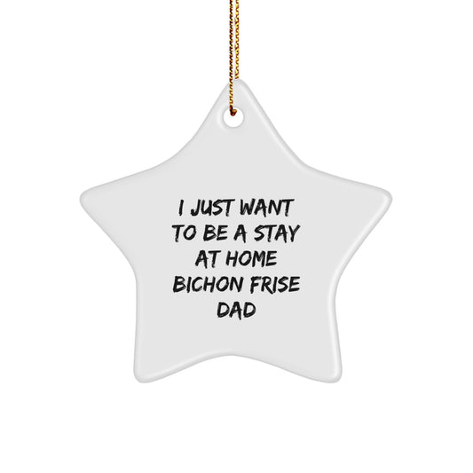 I Just Want To Be A Stay At Home Bichon Frise Dad's Christmas Unique Gift Star Ornament for His Furry Friend from Men to Friends, Perfect for Bichon Frise Dog Lovers - Image 1