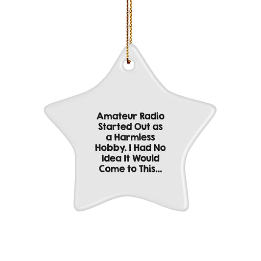 Funny Amateur Radio Gifts for Christmas - Star Ornament, Gifts from Men to Amateur Radio Hobbyists, Unique Star Shaped Decoration - Image 1