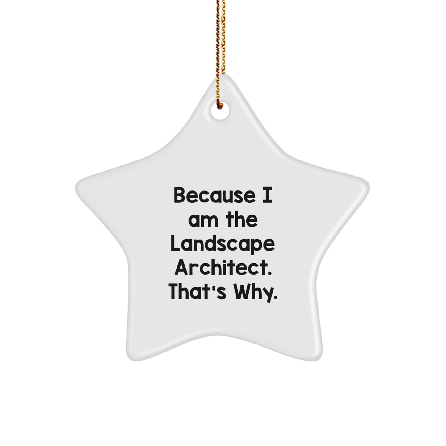 Landscape Architect Gifts from Friends, 'Because I Am The Landscape Architect. That's Why.' Christmas Star Ornament, Unique Gifts for Men or Women - Image 1
