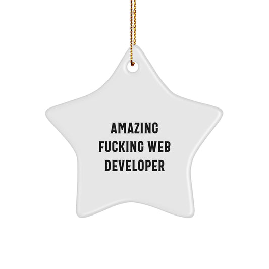 Funny Web Developer Gifts from Friends - Star Ornament for Christmas Unique Gifts - 'Amazing F--king Web Developer' Star Decoration for Men, Women, Coworkers, Family - Image 1