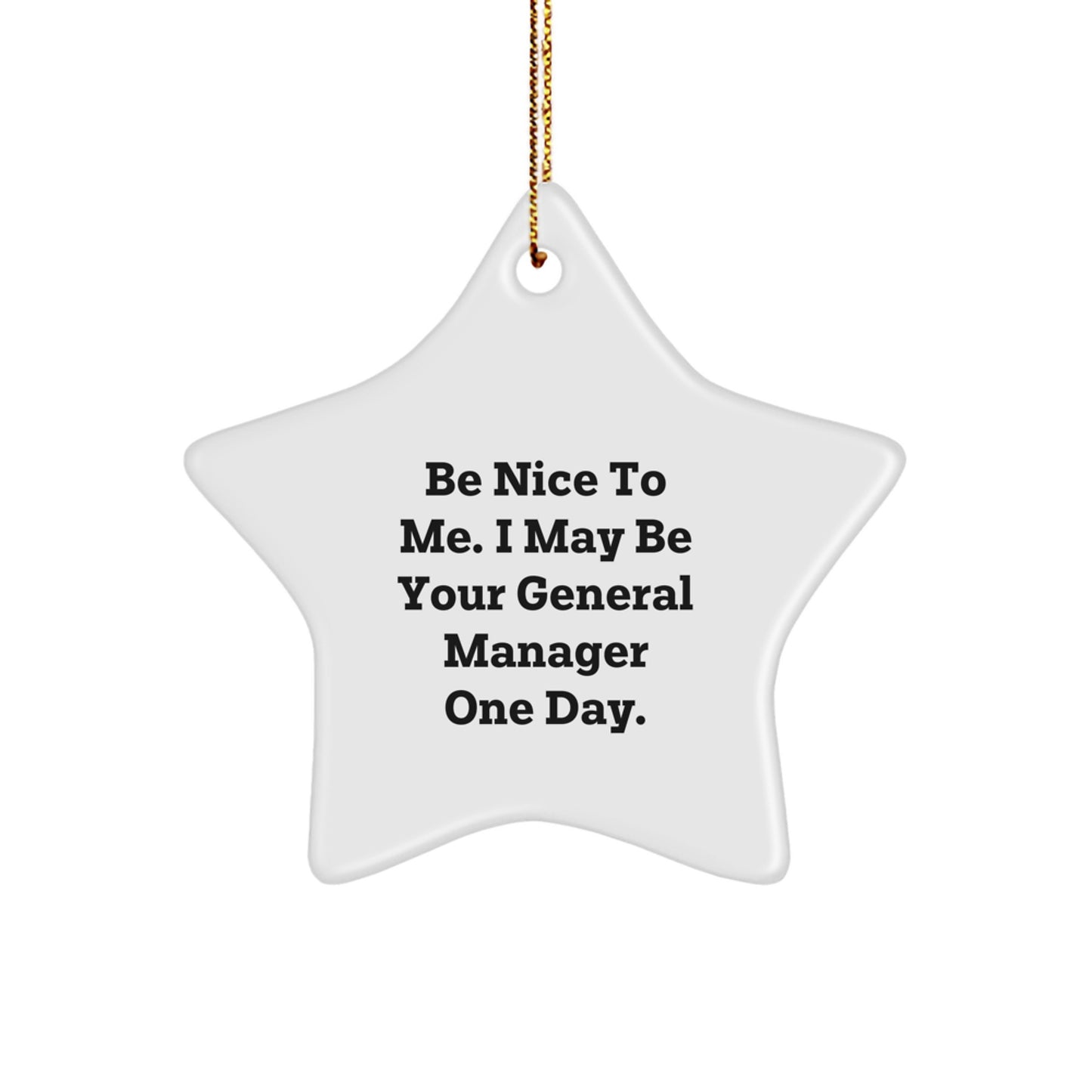 Funny General Manager Star Ornament Gifts from Family - Be Nice To Me I May Be Your General Manager One Day - Christmas Unique Gifts for General Manager - Image 1