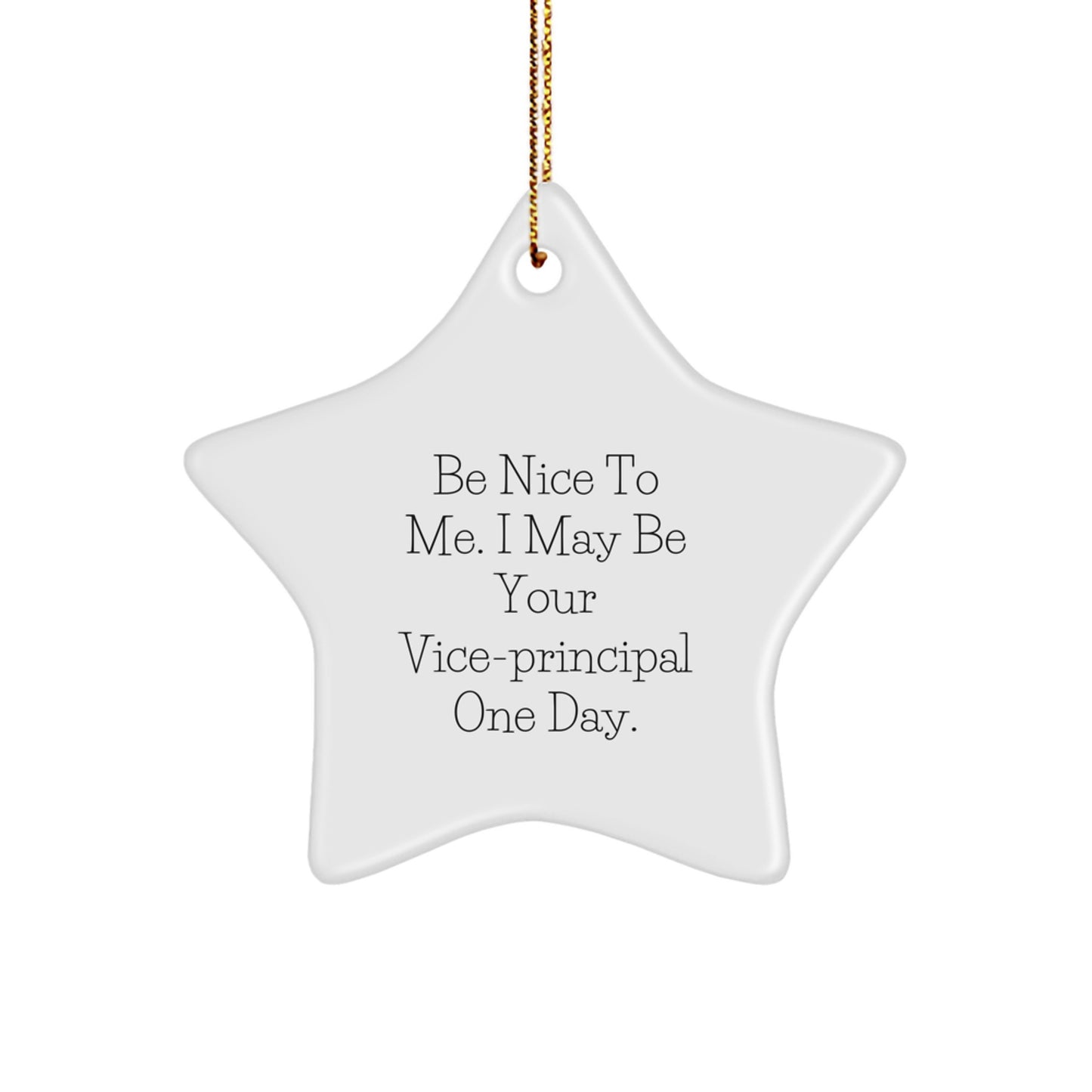 Funny Vice-principal Gifts from Friends - Be Nice To Me. I May Be Your Vice-principal One Day. Star Ornament, White, Christmas Unique - Image 1