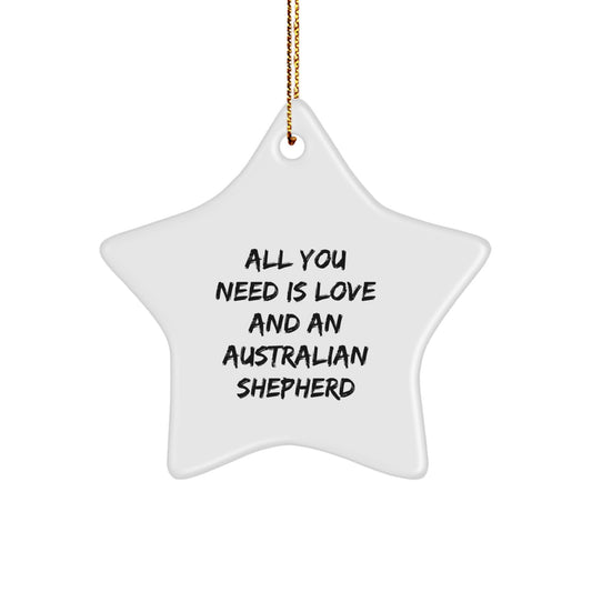 Love and Australian Shepherd Dog Decor - Star Ornament for Christmas Unique Gifts from Friends and Family - Image 1