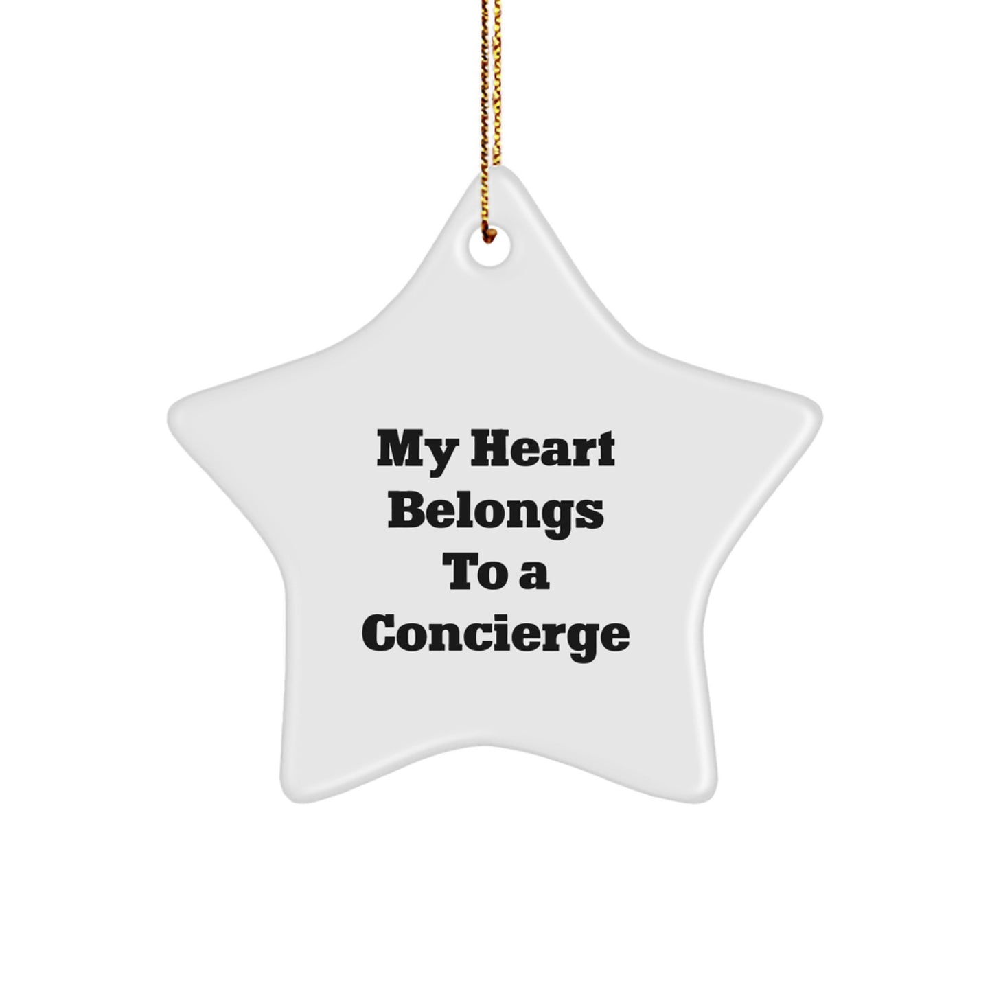 Concierge Gifts from Friends and Family - My Heart Belongs To A Concierge Star Ornament, Christmas Unique Delights - Image 1