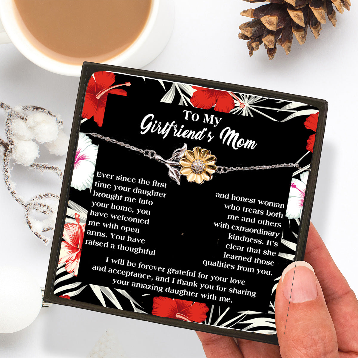 Gift for Girlfriend's Mom Thank You For Raising an Amazing Daughter Sunflower Bracelet - Mallard Moon Gift Shop