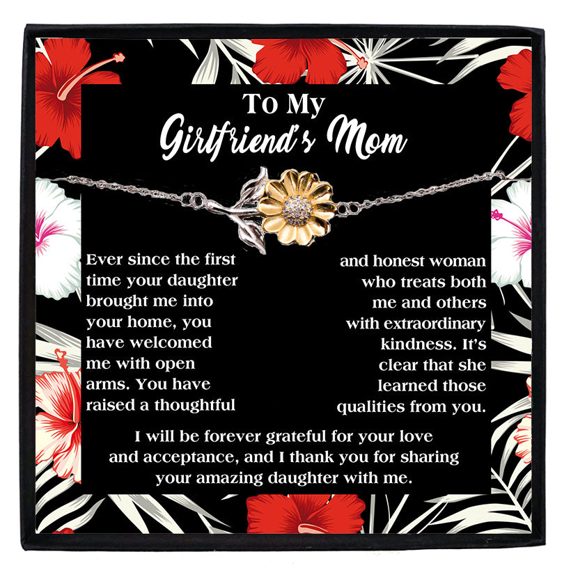 Gift for Girlfriend's Mom Thank You For Raising an Amazing Daughter Sunflower Bracelet - Mallard Moon Gift Shop