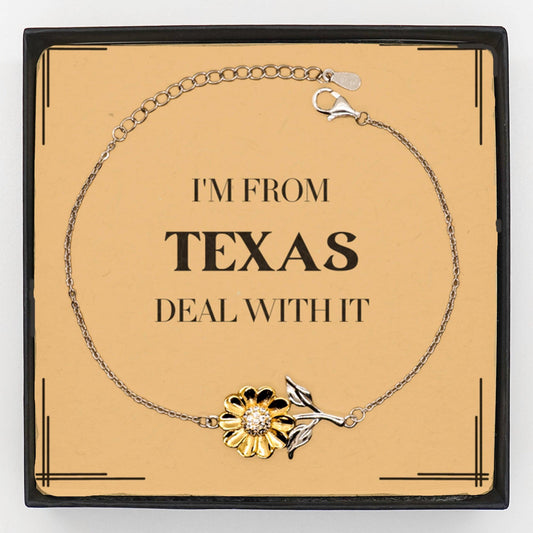 I'm from Texas, Deal with it, Proud Texas State Gifts, Texas Sunflower Bracelet Gift Idea, Christmas Gifts for Texas People, Coworkers, Colleague - Mallard Moon Gift Shop