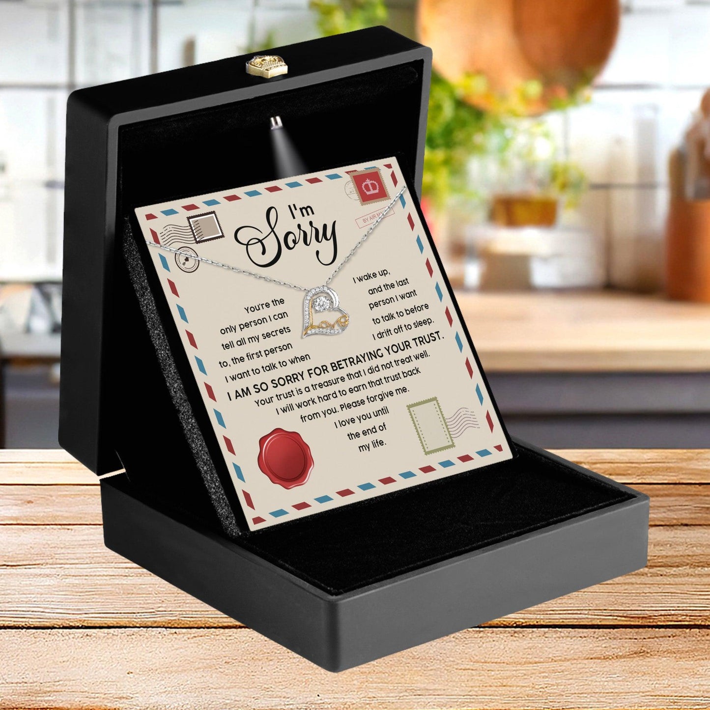 Apology Gift for Girlfriend, Wife, Soulmate - Sorry, The Only Person - Love Dancing Heart Pendant Necklace - Mallard Moon Gift Shop