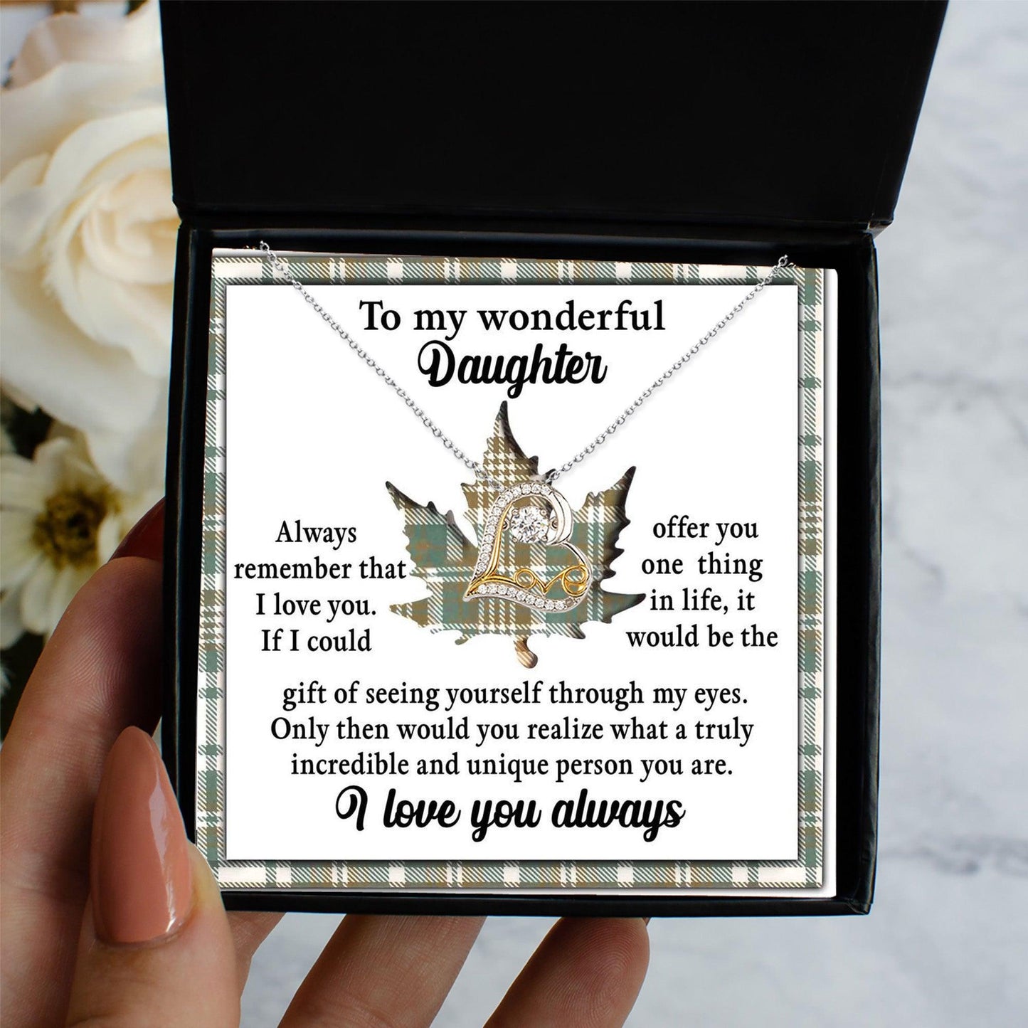 Daughter Birthday, Graduation, Christmas Inspirational Gift  - Through My Eyes - Love Dancing Heart Pendant Necklace - Mallard Moon Gift Shop