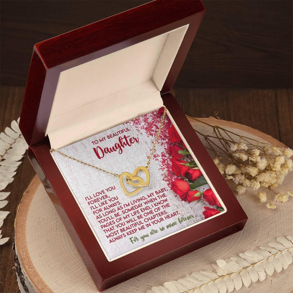To My Beautiful Daughter You are in my Heart Forever - Interlocking Hearts Necklace - Mallard Moon Gift Shop