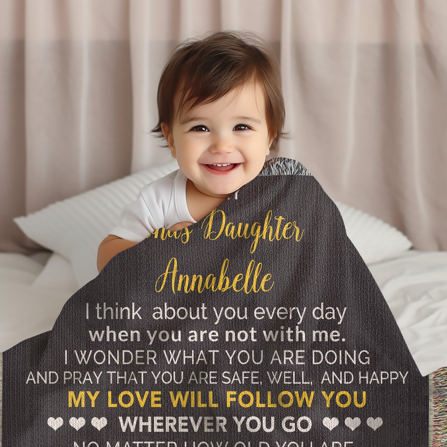 To My Bonus Daughter My Love Will Follow You Personalized Heirloom Woven Blanket - Mallard Moon Gift Shop