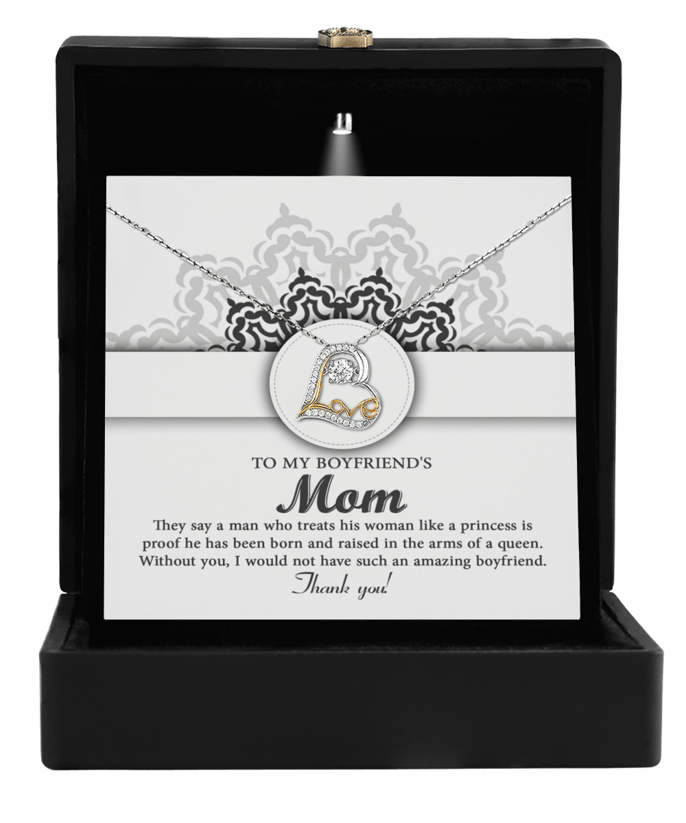 To My Boyfriend's Mom Thank You for Raising Such an Amazing Man Heart Pendant Necklace - Mallard Moon Gift Shop