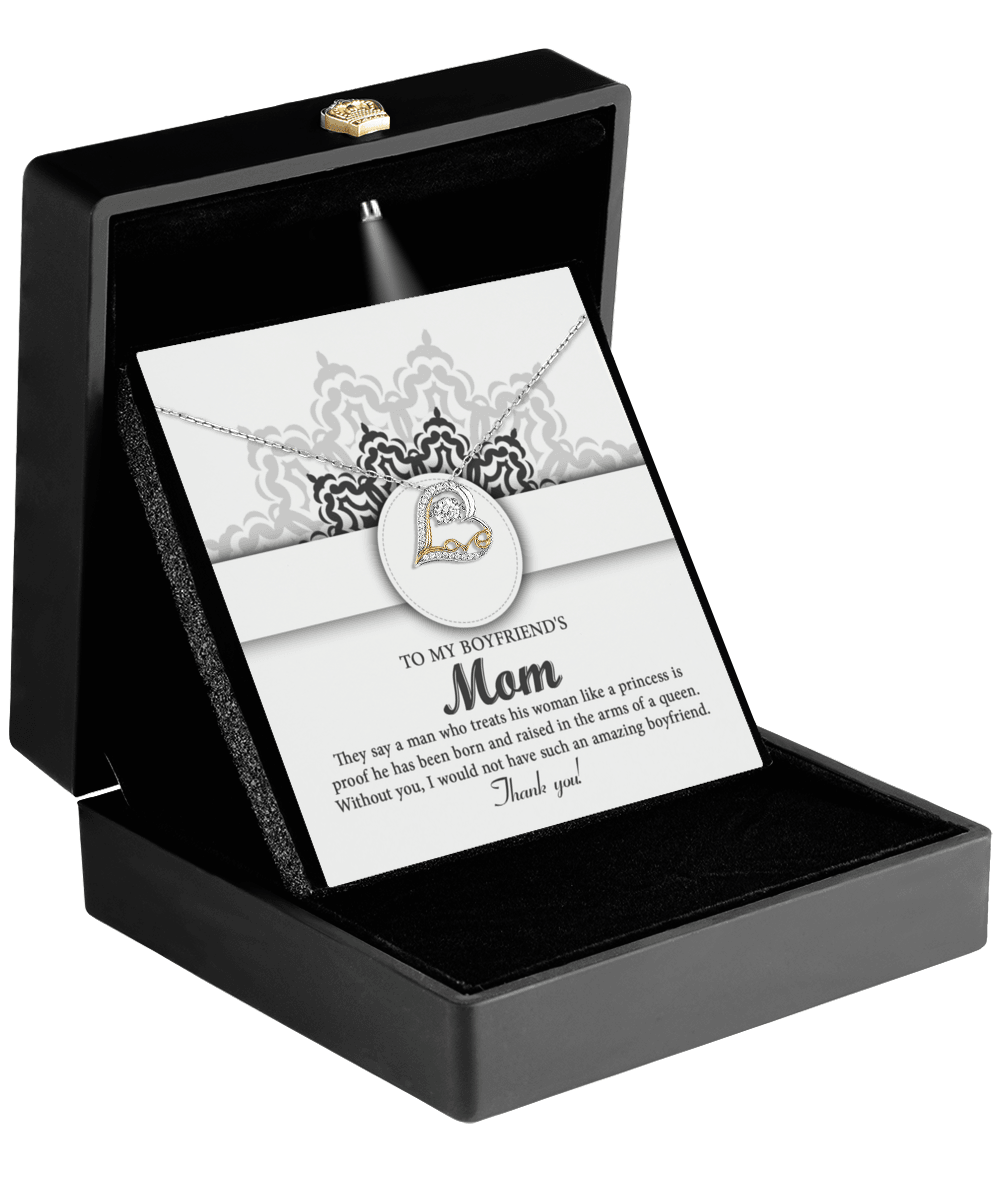 To My Boyfriend's Mom Thank You for Raising Such an Amazing Man Heart Pendant Necklace - Mallard Moon Gift Shop