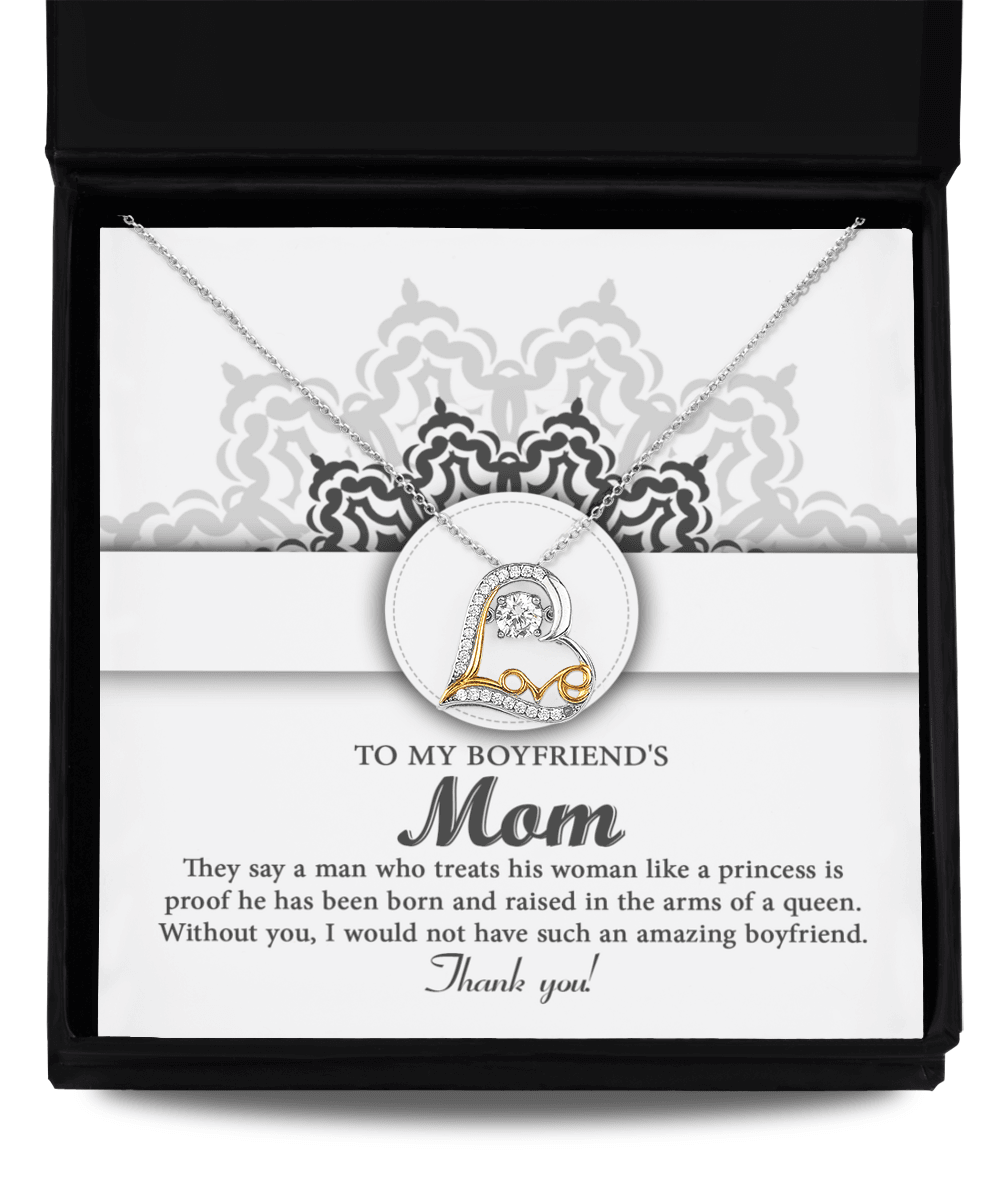 To My Boyfriend's Mom Thank You for Raising Such an Amazing Man Heart Pendant Necklace - Mallard Moon Gift Shop
