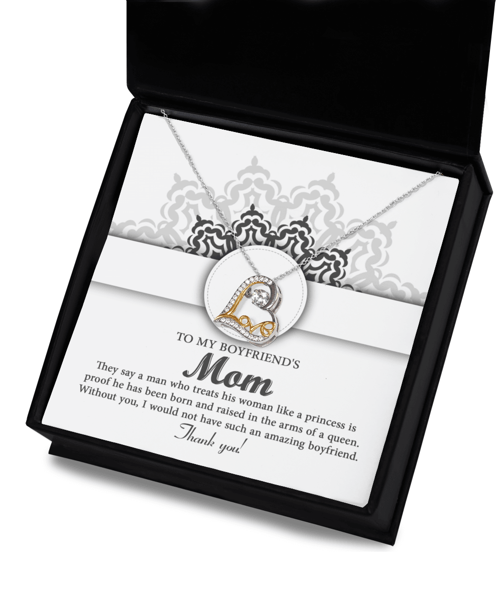 To My Boyfriend's Mom Thank You for Raising Such an Amazing Man Heart Pendant Necklace - Mallard Moon Gift Shop
