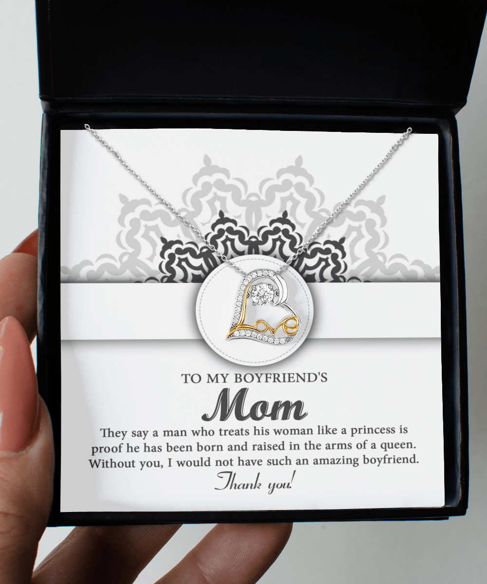 To My Boyfriend's Mom Thank You for Raising Such an Amazing Man Heart Pendant Necklace - Mallard Moon Gift Shop