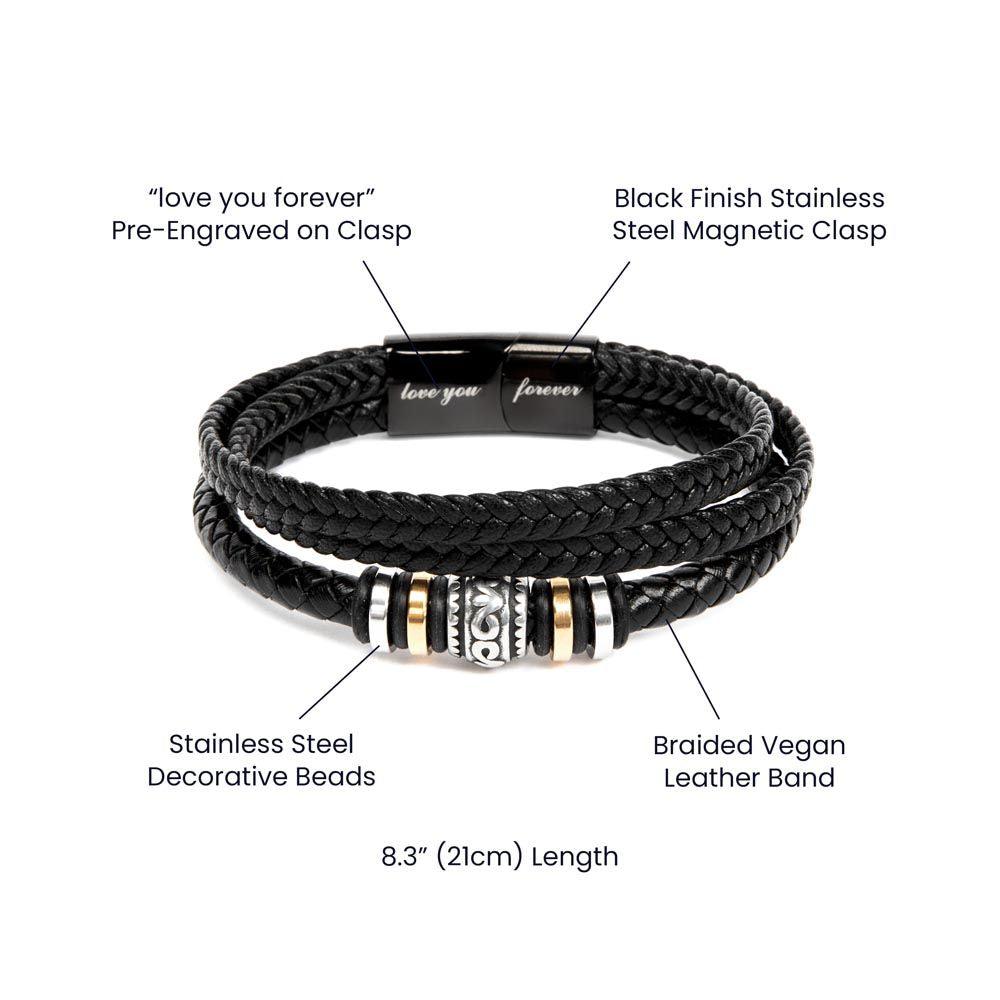 To My Dad Strong in Heart Braided Leather Bracelet - Mallard Moon Gift Shop