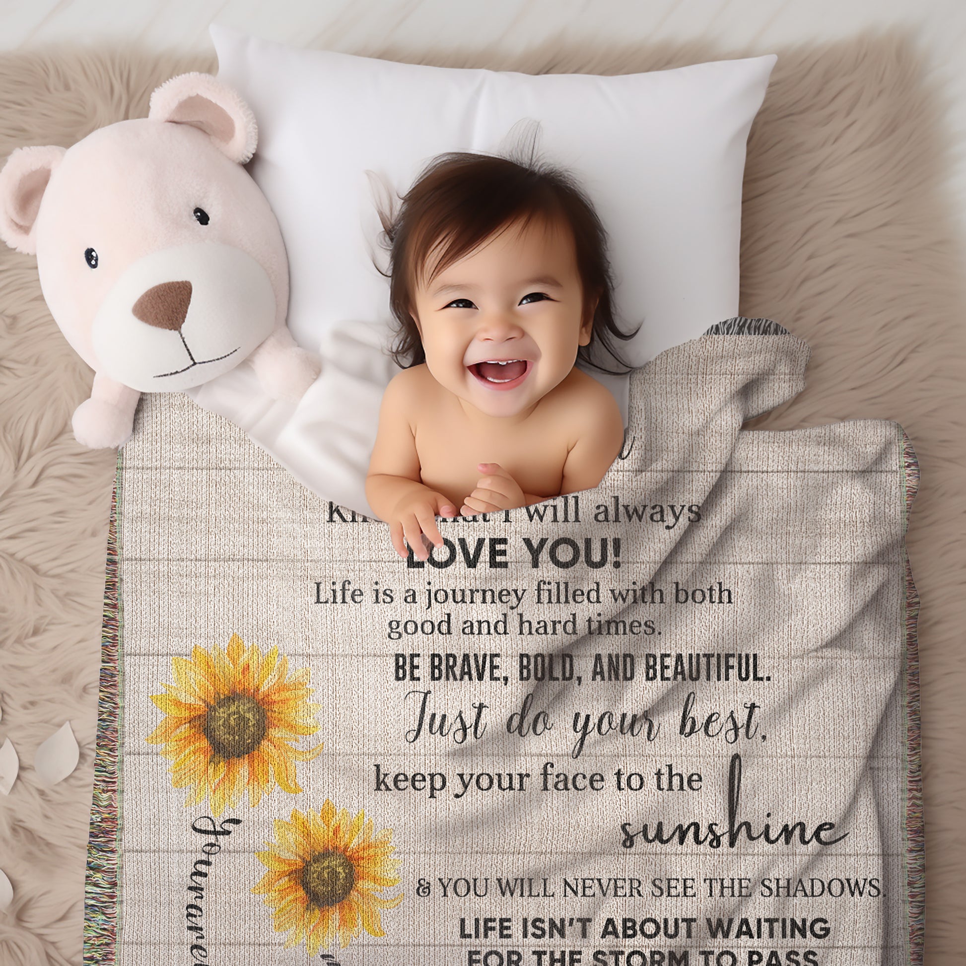 To My Daughter Be Brave, Bold and Beautiful - Life is Learning to Dance in the Rain Inspirational Heirloom Woven Blanket - Mallard Moon Gift Shop