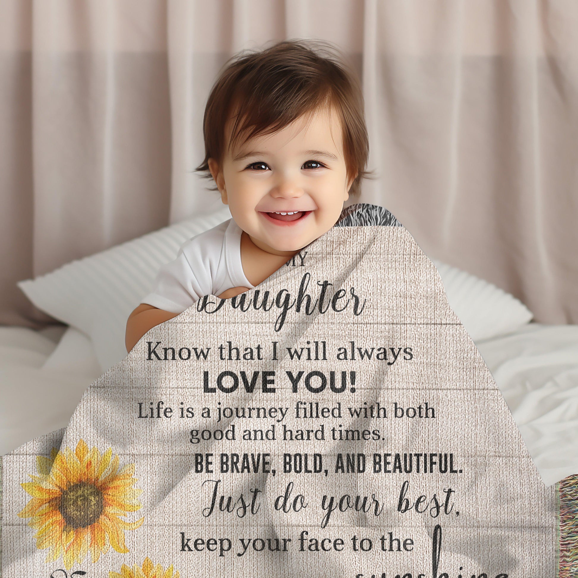 To My Daughter Be Brave, Bold and Beautiful - Life is Learning to Dance in the Rain Inspirational Heirloom Woven Blanket - Mallard Moon Gift Shop