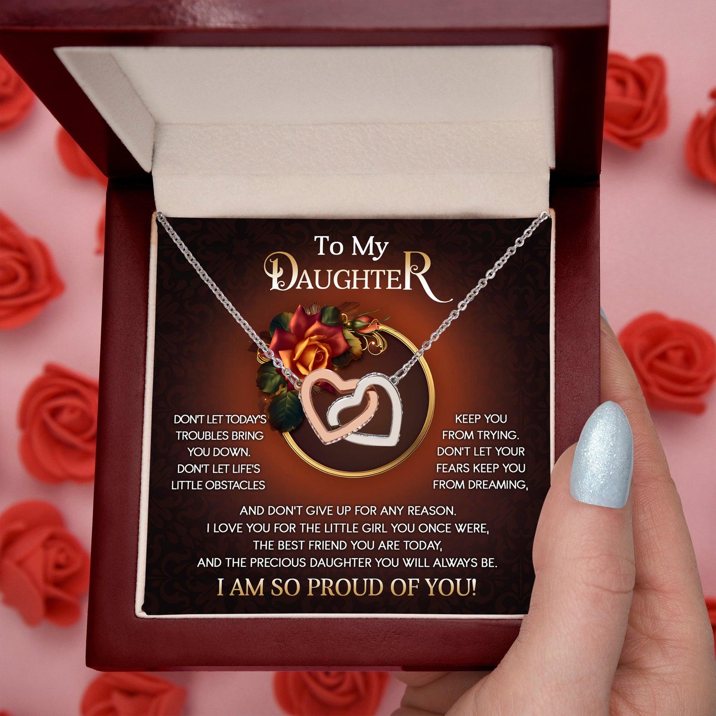 To My Daughter I Love You For The Little Girl You Once Were The Precious Daughter You Will Always Be Interlocking Hearts Necklace - Mallard Moon Gift Shop