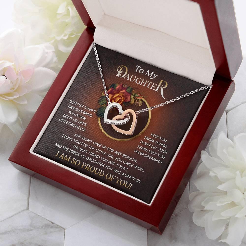 To My Daughter I Love You For The Little Girl You Once Were The Precious Daughter You Will Always Be Interlocking Hearts Necklace - Mallard Moon Gift Shop
