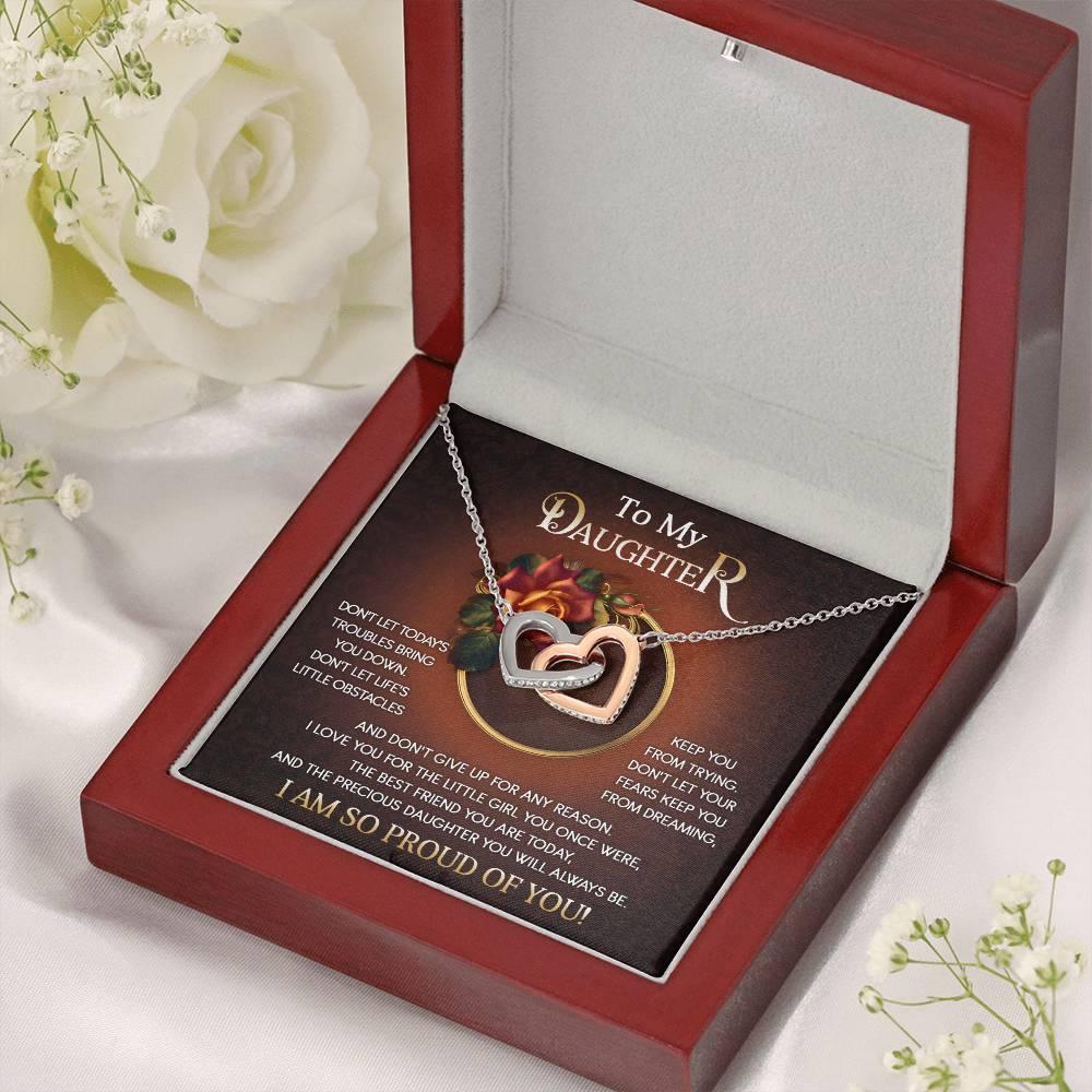 To My Daughter I Love You For The Little Girl You Once Were The Precious Daughter You Will Always Be Interlocking Hearts Necklace - Mallard Moon Gift Shop
