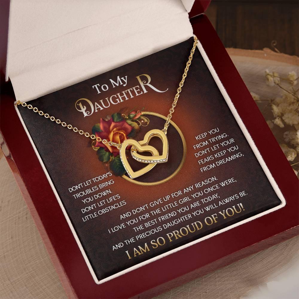 To My Daughter I Love You For The Little Girl You Once Were The Precious Daughter You Will Always Be Interlocking Hearts Necklace - Mallard Moon Gift Shop