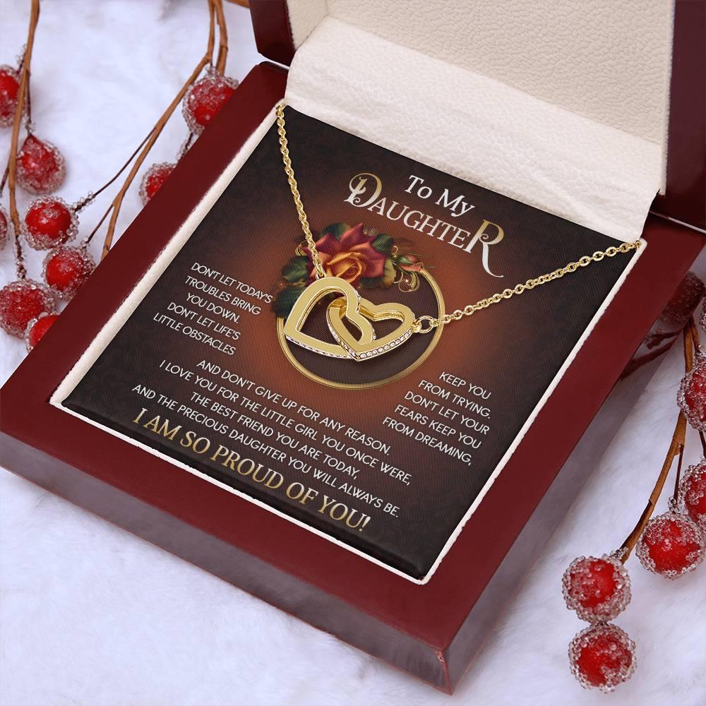 To My Daughter I Love You For The Little Girl You Once Were The Precious Daughter You Will Always Be Interlocking Hearts Necklace - Mallard Moon Gift Shop