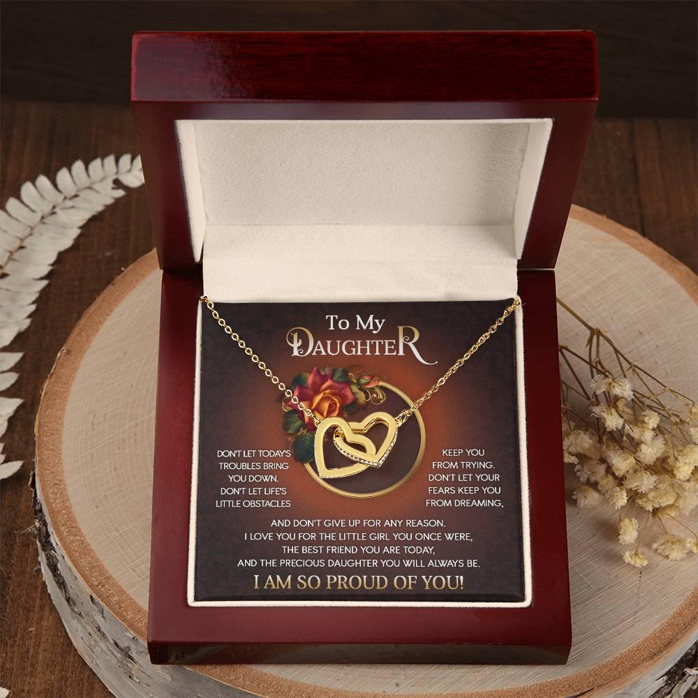 To My Daughter I Love You For The Little Girl You Once Were The Precious Daughter You Will Always Be Interlocking Hearts Necklace - Mallard Moon Gift Shop