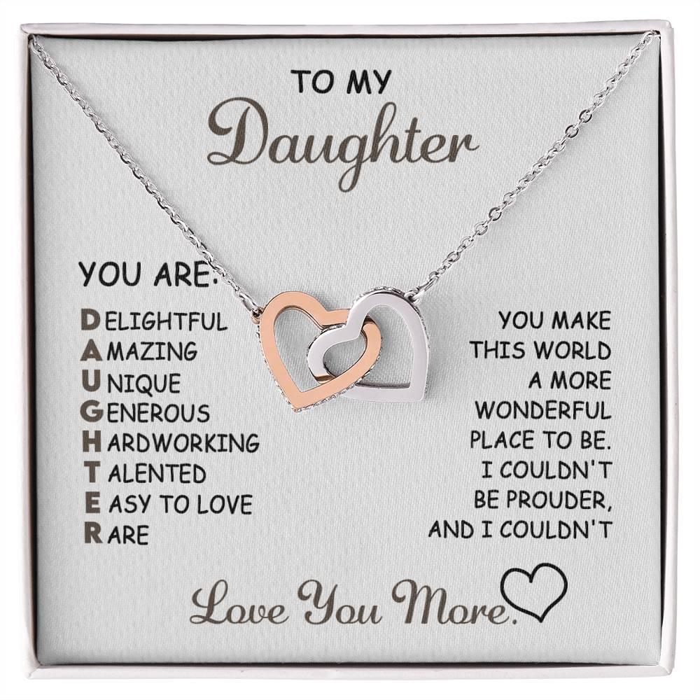 To My Daughter I Love You More Interlocking Hearts Necklace - Mallard Moon Gift Shop