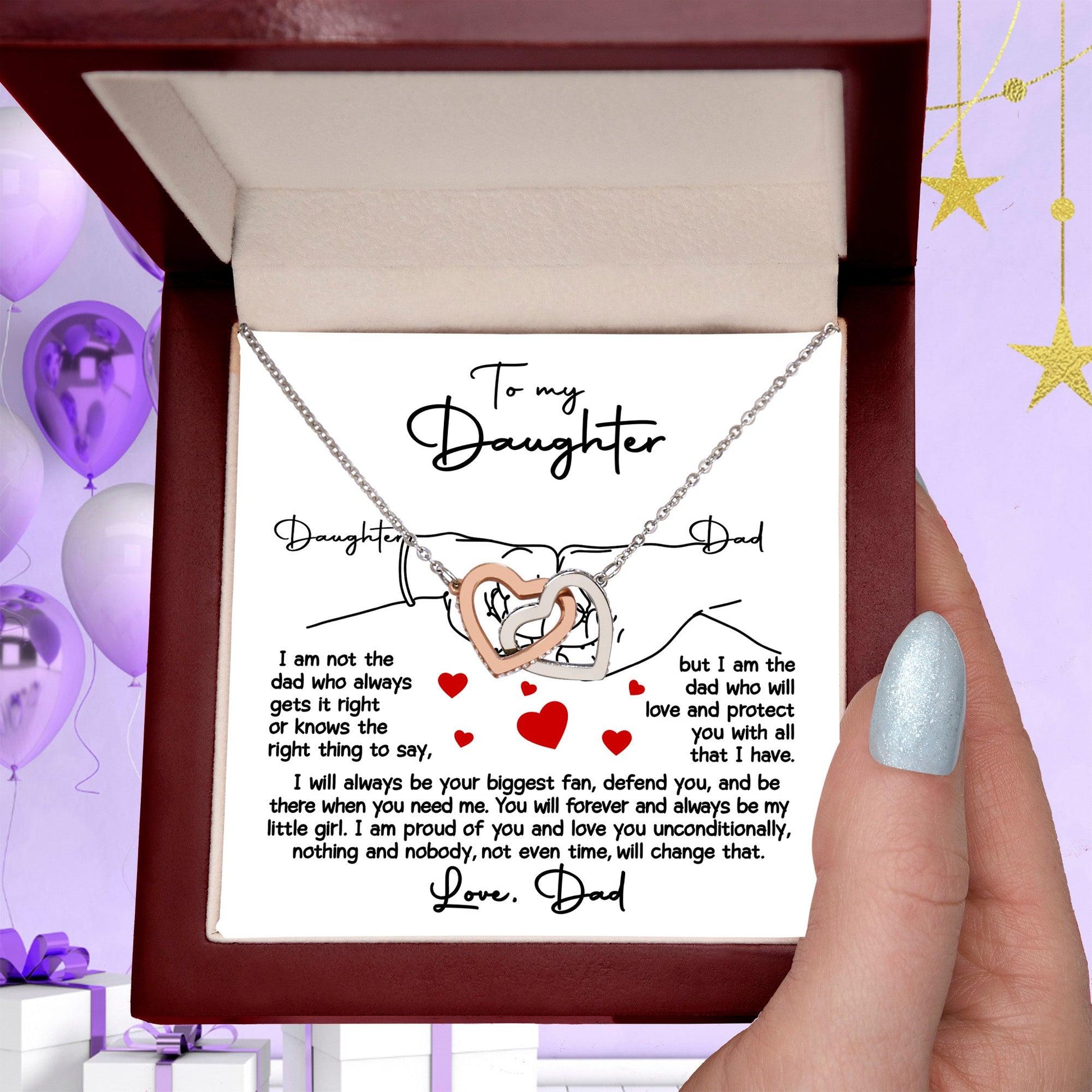 To My Daughter - I Will Always Be Your Biggest Fan - Interlocking Hearts Necklace - Mallard Moon Gift Shop