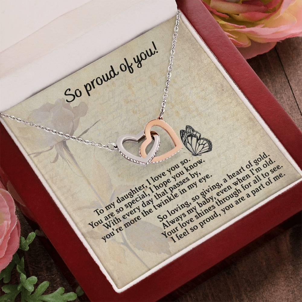 To My Daughter - Proud Of You - Interlocking Hearts Necklace - Mallard Moon Gift Shop