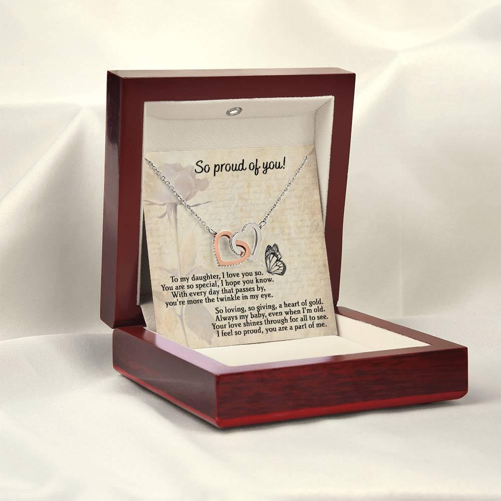 To My Daughter - Proud Of You - Interlocking Hearts Necklace - Mallard Moon Gift Shop