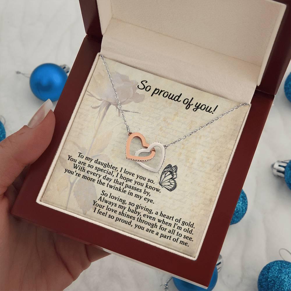 To My Daughter - Proud Of You - Interlocking Hearts Necklace - Mallard Moon Gift Shop
