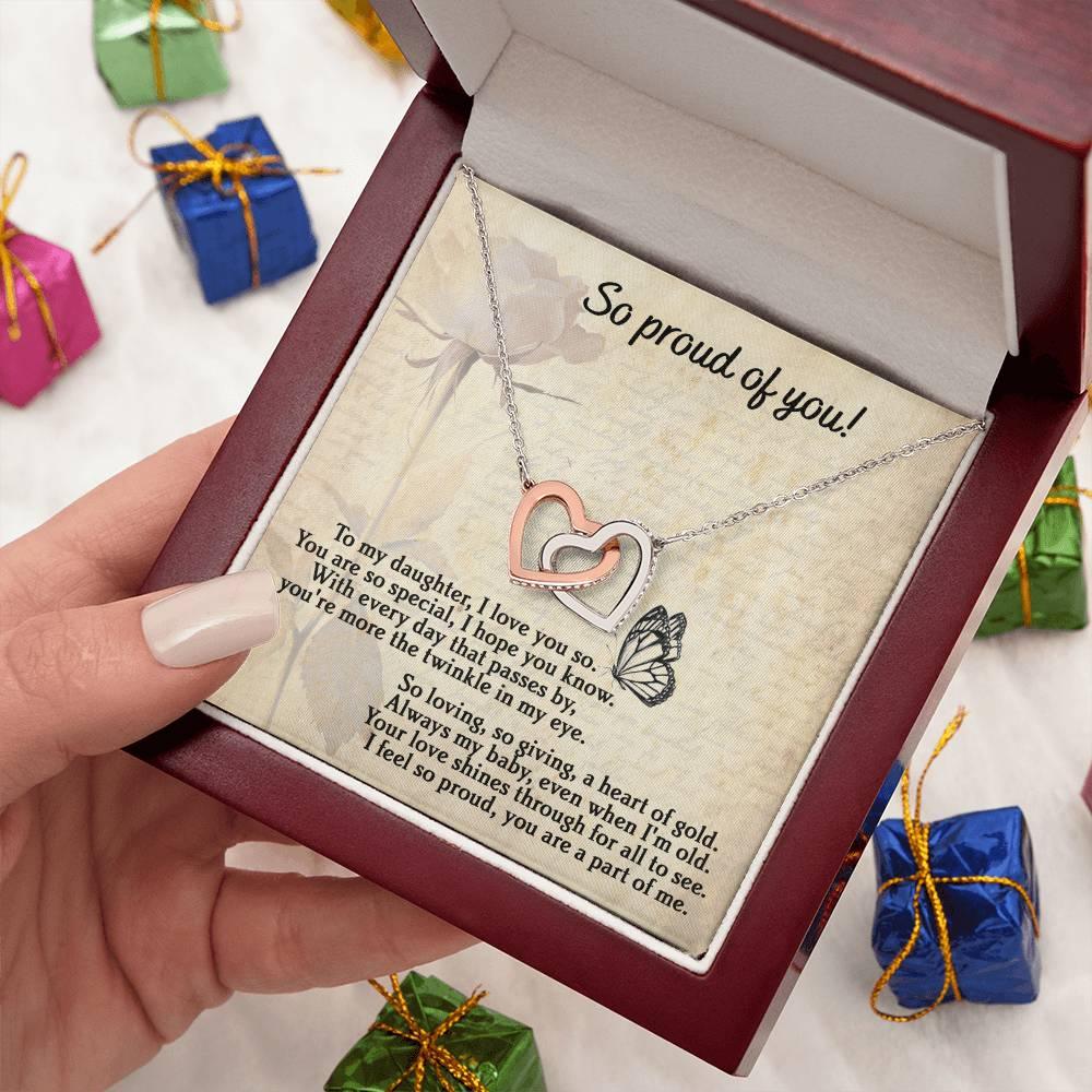 To My Daughter - Proud Of You - Interlocking Hearts Necklace - Mallard Moon Gift Shop