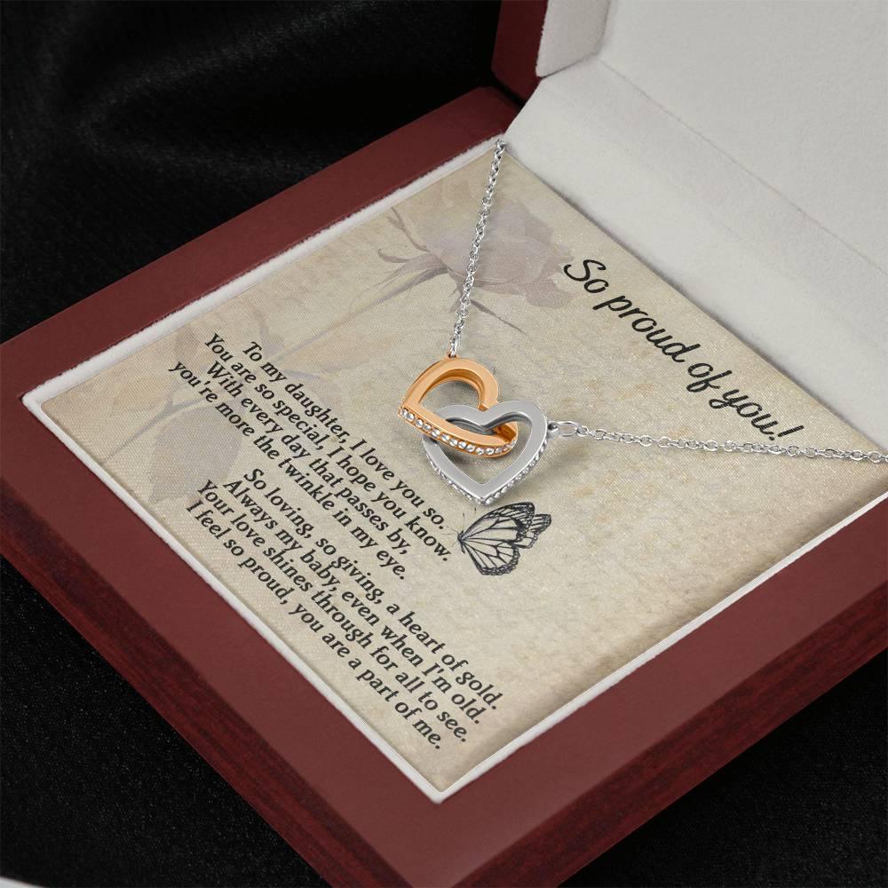 To My Daughter - Proud Of You - Interlocking Hearts Necklace - Mallard Moon Gift Shop