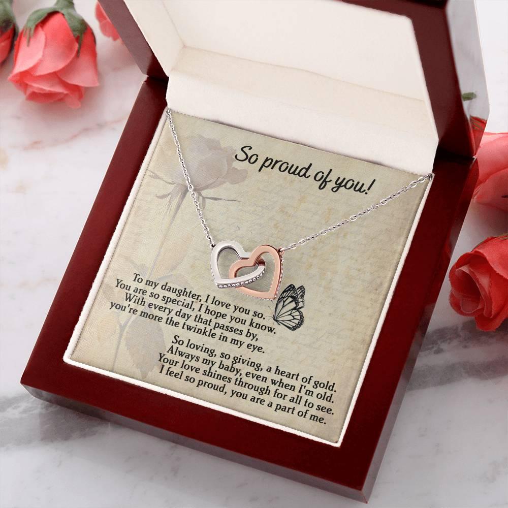 To My Daughter - Proud Of You - Interlocking Hearts Necklace - Mallard Moon Gift Shop