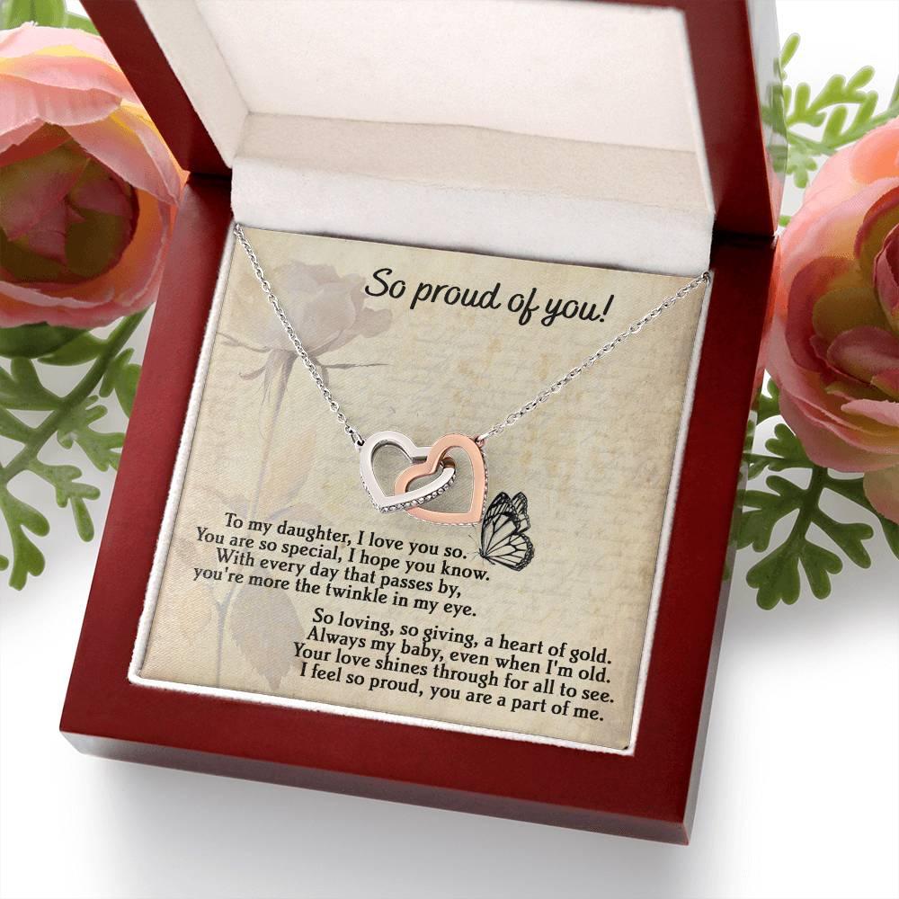 To My Daughter - Proud Of You - Interlocking Hearts Necklace - Mallard Moon Gift Shop
