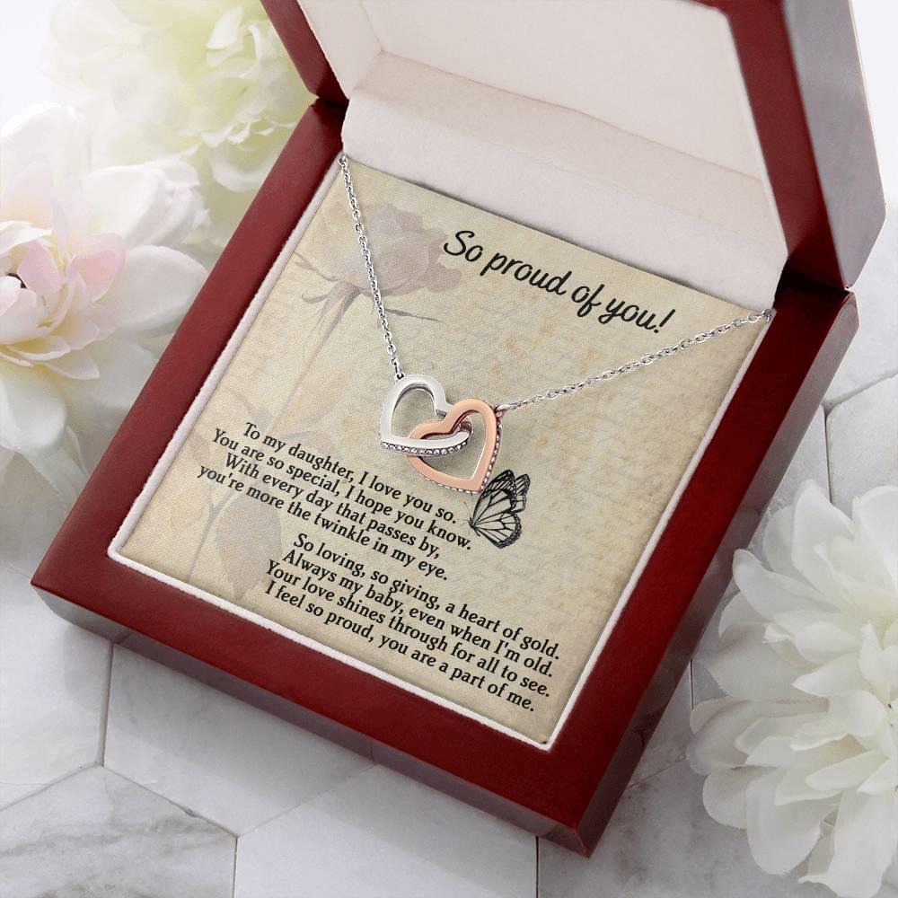 To My Daughter - Proud Of You - Interlocking Hearts Necklace - Mallard Moon Gift Shop