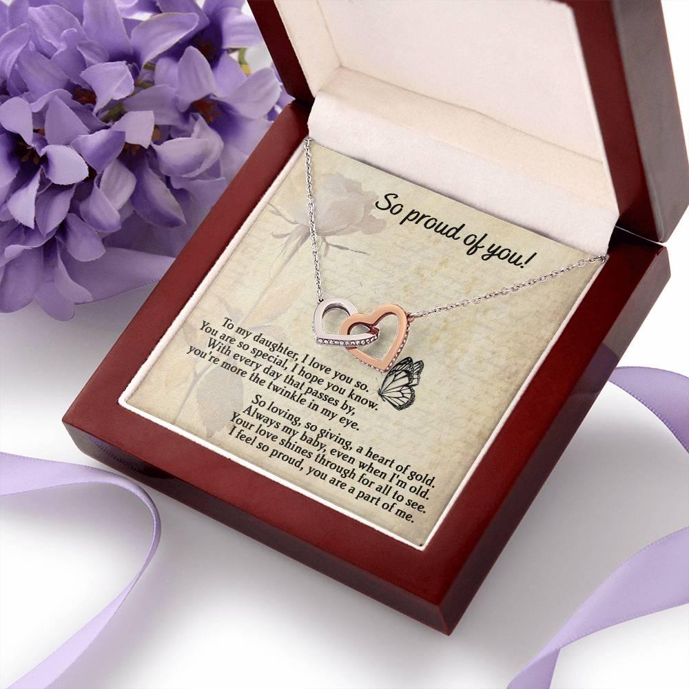 To My Daughter - Proud Of You - Interlocking Hearts Necklace - Mallard Moon Gift Shop