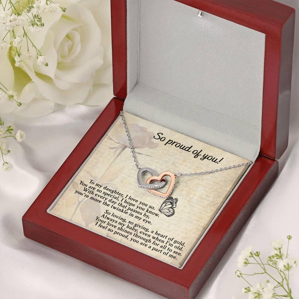 To My Daughter - Proud Of You - Interlocking Hearts Necklace - Mallard Moon Gift Shop